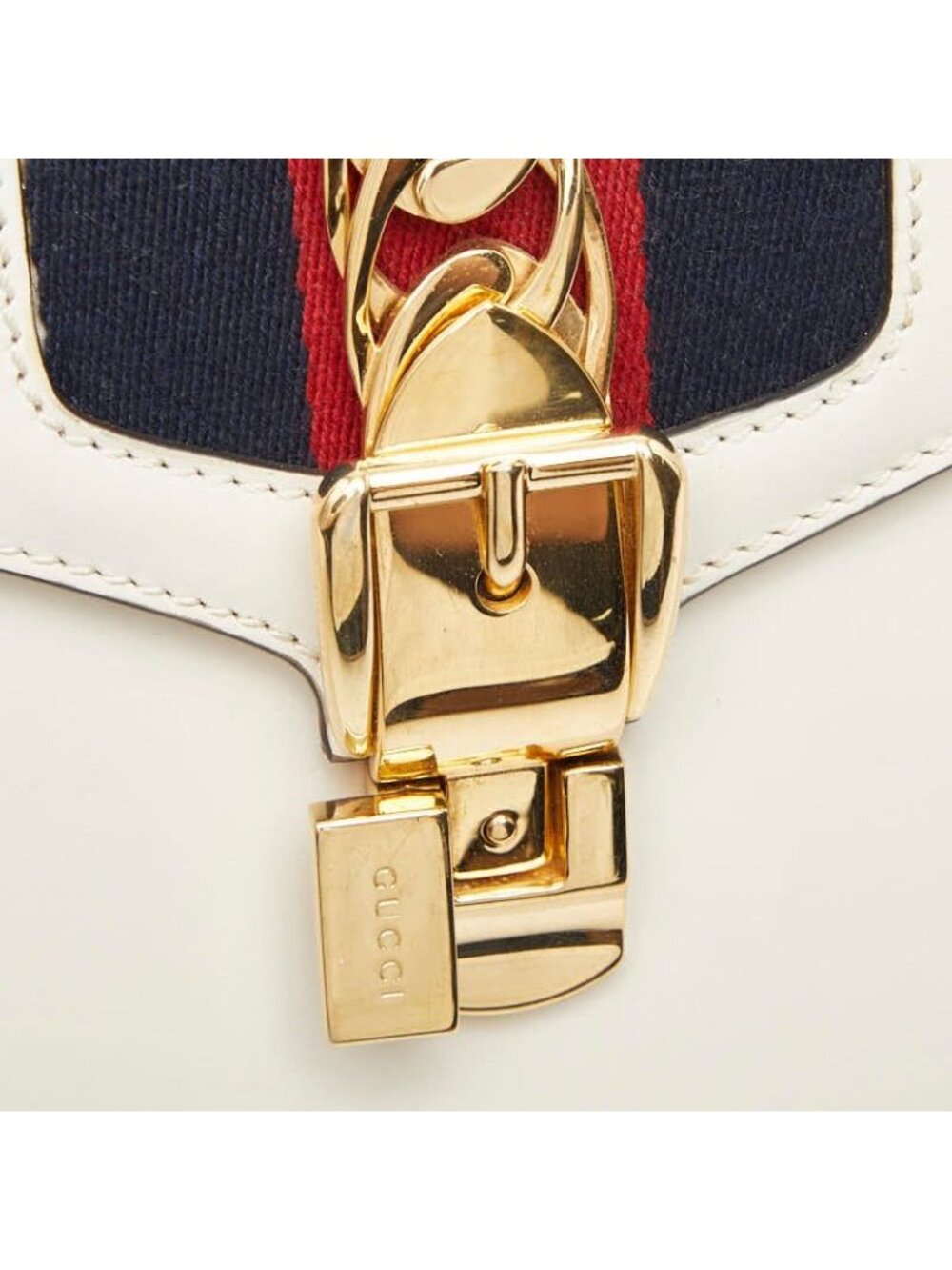 Gucci Sylvie Mini 2-Way Shoulder Bag White Leather 1 - Picture 8 of 10